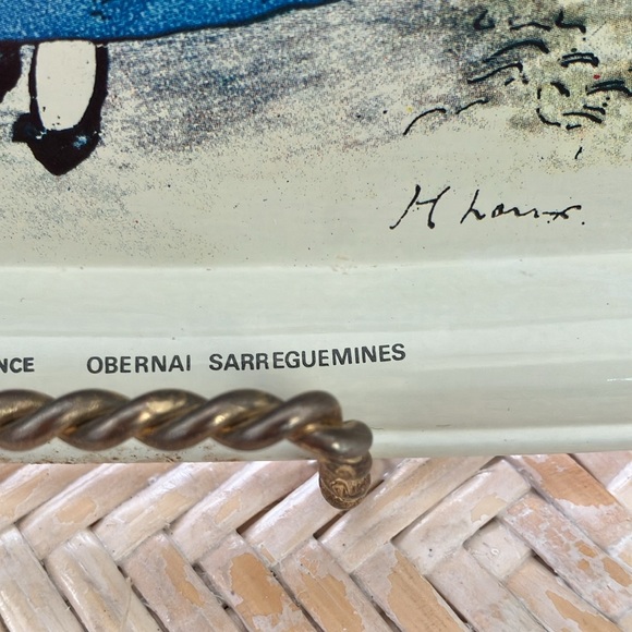 VINTAGE MASSILLY FRANCE OBERNAI SARREGUEMINES M LARRY METAL TRAY 12x9.5 - Picture 4 of 16